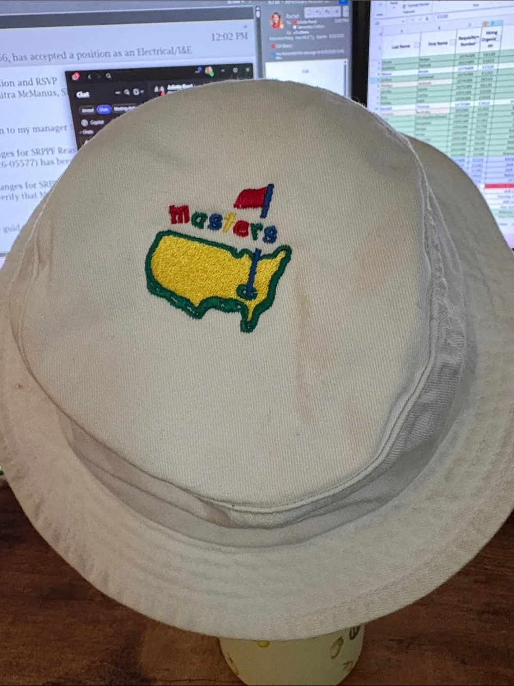 Masters Embroidered Kids Bucket Hat - Cream